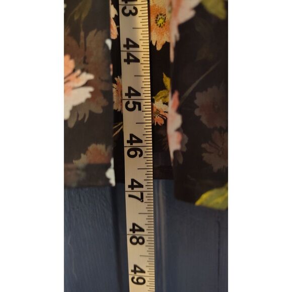 LC Lauren Conrad Women's Small Black Floral Smocked Midi Dress - Picture 6 of 7